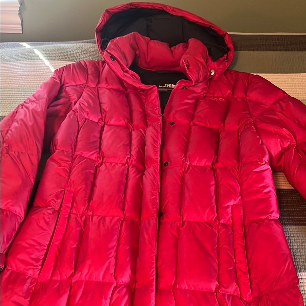 The North Face Red Puffer Jacket with Hood